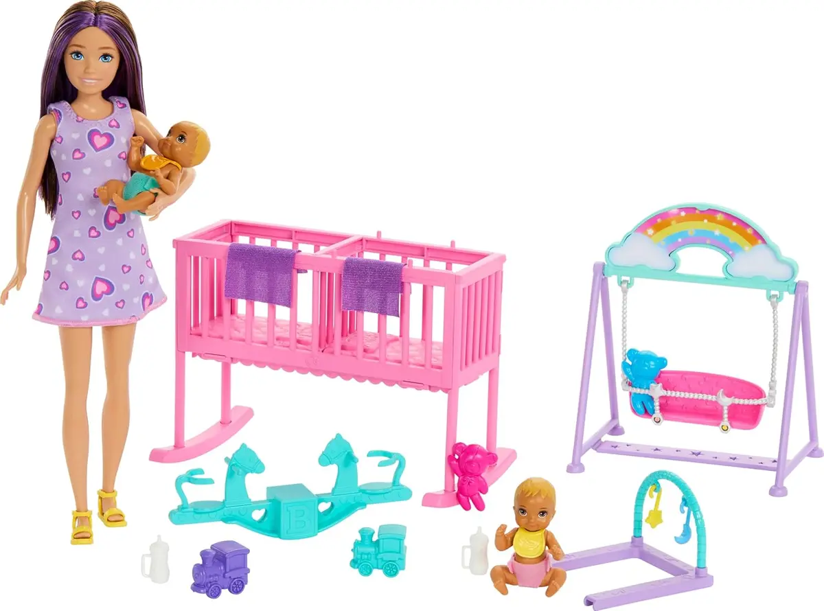 Barbie Skipper Baby-Sitter The Twin Room Dolls And Accessories For Kids Ages 3+ 1