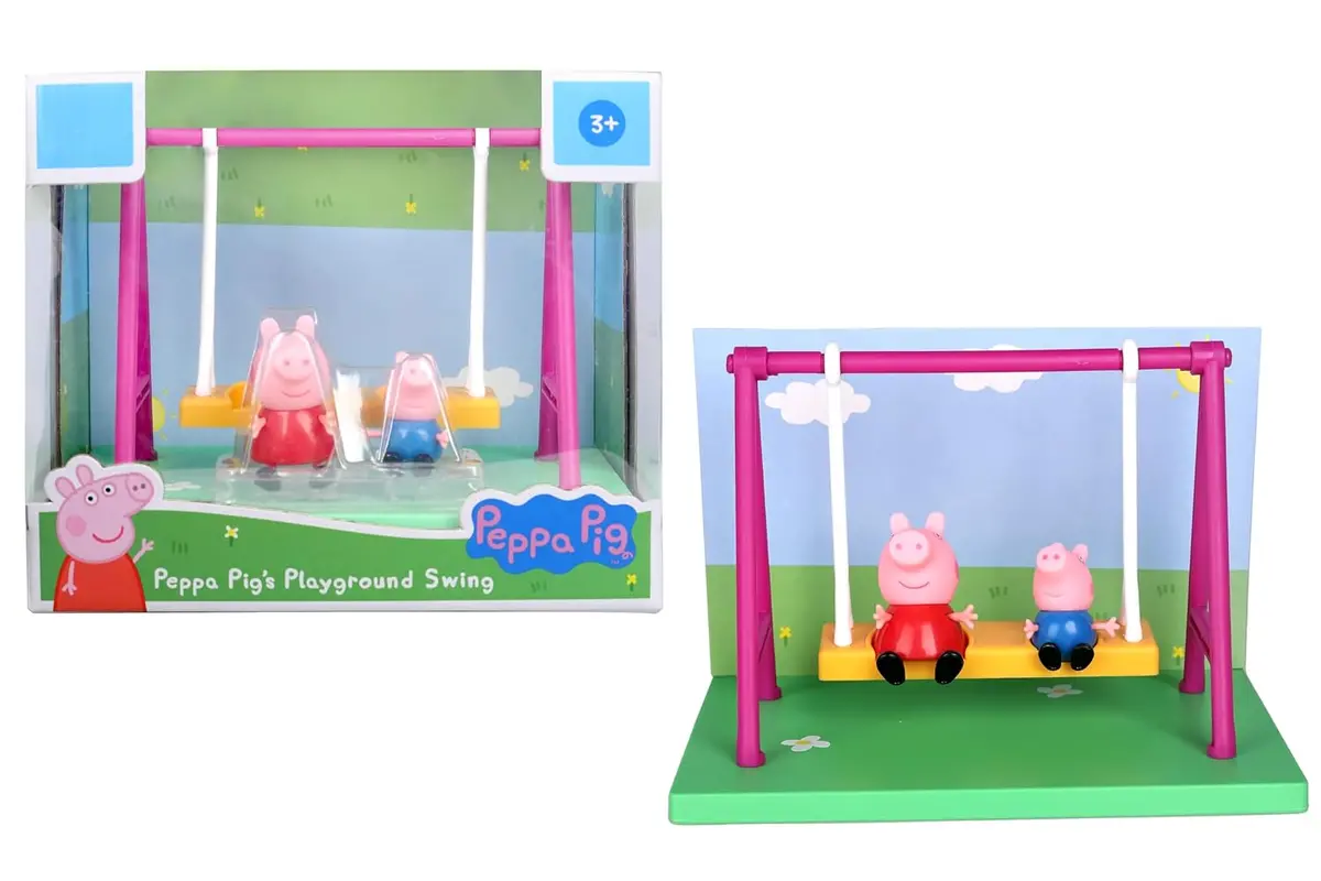 Peppa Pig Playground Swing Themed Preschool Toy And George, Includes 2 Poseable Figures, Playground Swing Accessory And Scene Cards, For Girls And Boys Ages 3 And Up 1