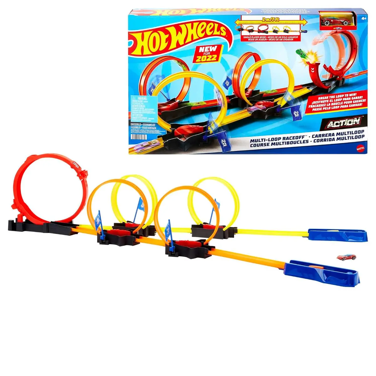 Hot Wheels Multi-Loop Race Off Playset, With 1 Car, Knock Down Flags To Score Points & Break The Loop, Toy For Kids 4 To 10 Years Old 1