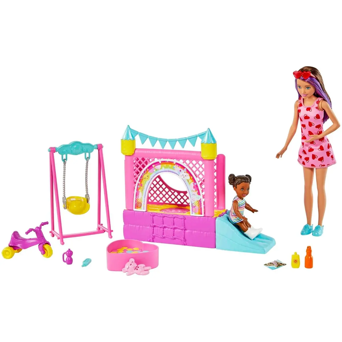 Barbie Skipper Babysitters Bounce House Playset With Skipper Babysitter Doll, Toddler Doll, Swing & Accessories For 3 Year Olds & Up 1