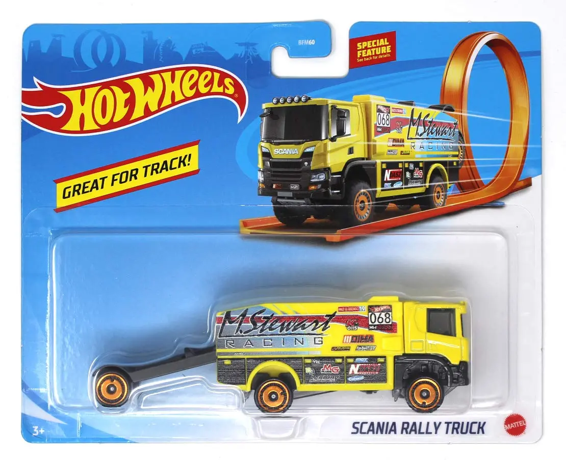Hot Wheels 1:64 Scale Track Trucks Scania Rally Truck Racing Rig For Ages 3+ 1
