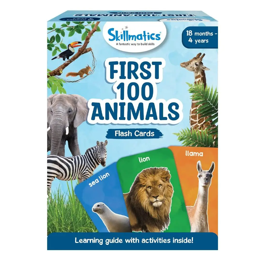 Skillmatics First 100 Animals - 3 In 1 Educational Flash Cards For Ages 2+ 1