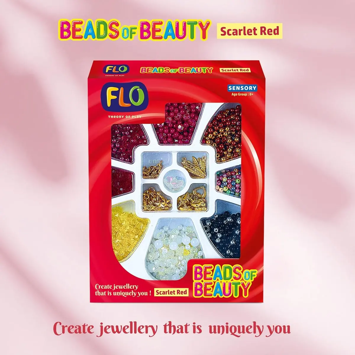 Flo Toys Beads Of Beauty: Scarlet Red Diy Fashion Kit For Kids Ages 8+ 1