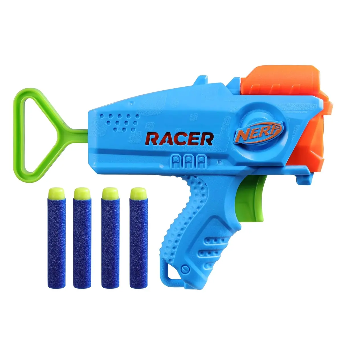 Nerf Elite Junior Racer Easy Play Dart Blaster, 4 Nerf Elite Darts, Nerf Blaster Outdoor Toys For 6 Year Old Boys & Girls 1