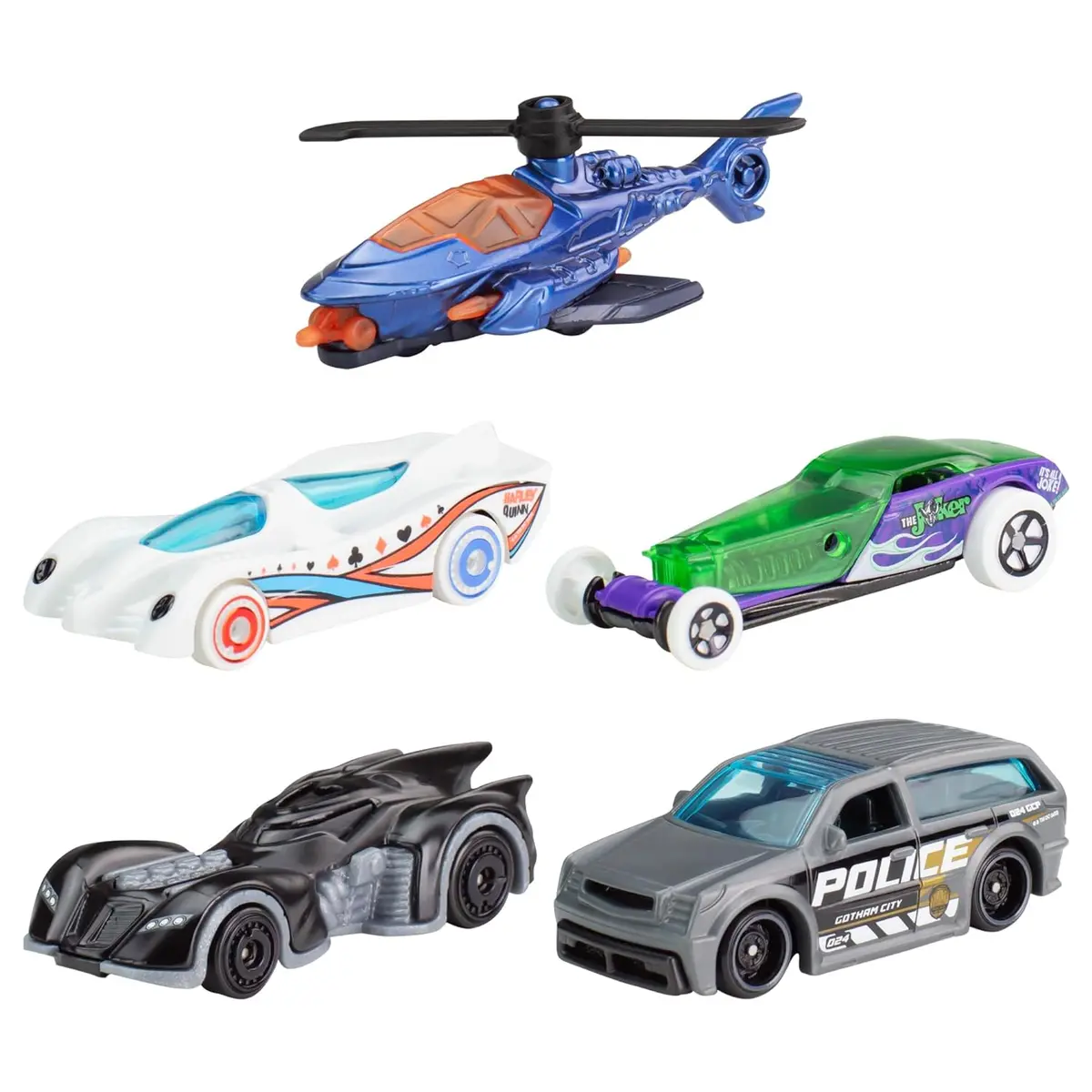 Hot Wheels 1:64 Scale Toy Cars, Set Of 5 Batman-Themed Vehicles 2