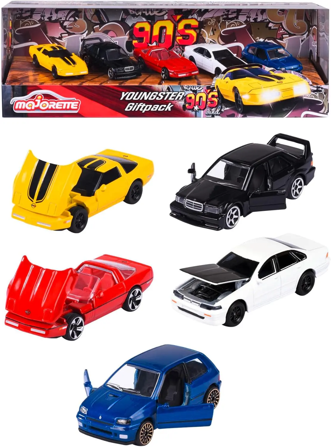 Majorette 90S Youngster 5 Car Giftpack Scale 1:64 Classic Edition For Kids & Collectors Ages 3 And Up 1