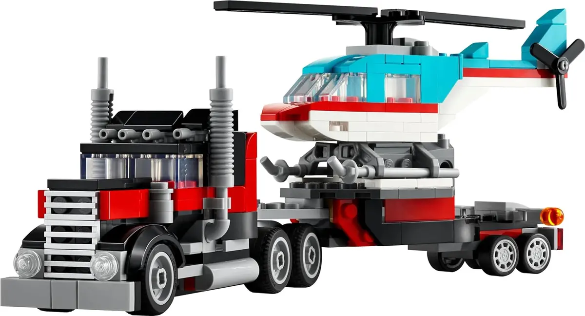 Lego Creator 3In1 Flatbed Truck With Helicopter Building Kit For Ages 7+ 2