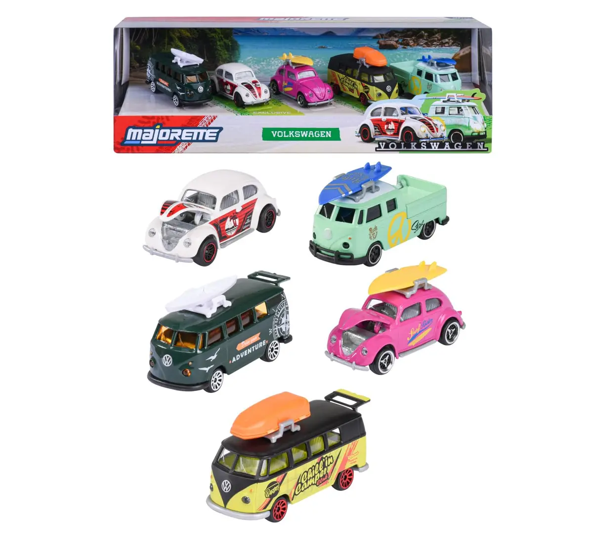 Majorette Volkswagen 5 Pack Set - Metal Toy Car With Freewheel, Suspension & Opening Parts For Kids & Collectors 1