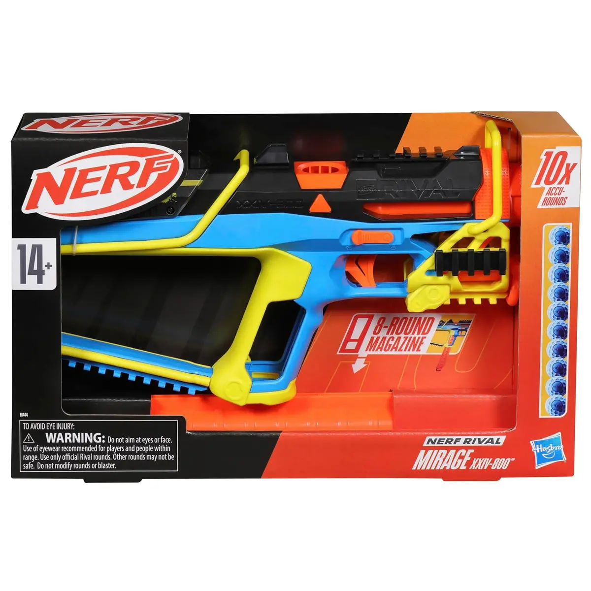 Nerf Rival Mirage Xxiv-800 Blaster, 10 Nerf Rival Accu-Rounds, 2 Ways To Load, 8 Round Removable Magazine, Pump Action Priming, Gifts For Kids Ages 14+ 1