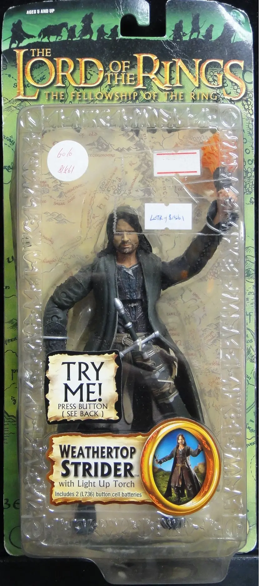 Toy Biz 魔戒首部曲 魔戒現身 神行客 亞拉岡 維高摩天臣 The Lord Of The Rings The Fellowship Of The Ring Weathertop Strider With Light Up Torch Aragorn Viggo Mortensen (Lotr-81561) 1113148242 1