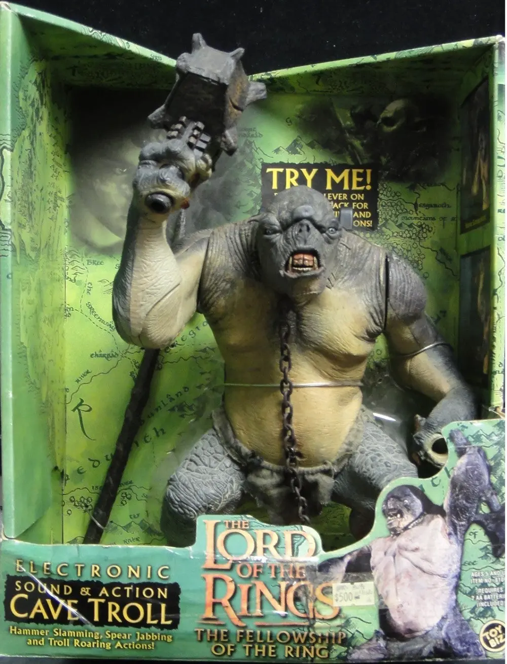 Toy Biz 魔戒首部曲 魔戒現身 食人妖 The Lord Of The Rings The Fellowship Of The Ring Electronic Sound &Amp; Action Cave Troll Hammer Slamming Spear Jabbing And Troll Roaring Actions (Lotr-81095) 1123168016 1