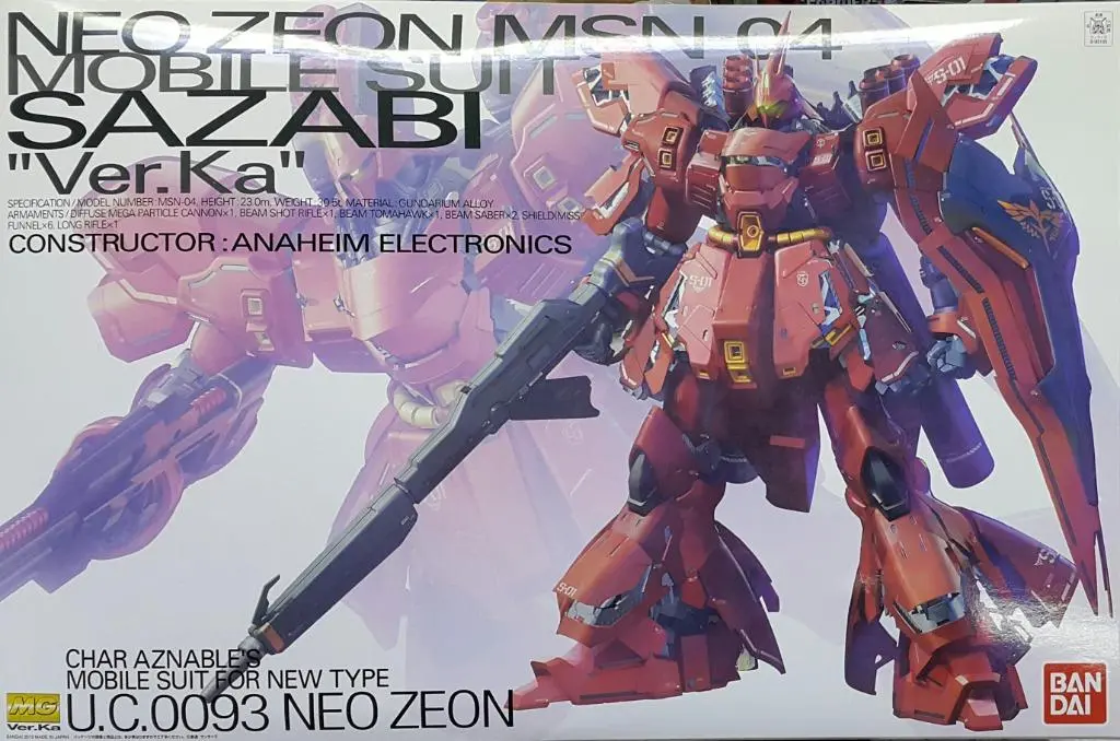 Bandai 85135 新自護 馬沙·亞斯洛布 新類型人 專用 機動戰士 沙煞比 卡版 模型 Mg Master Grade 1/100 U.C. 0093 Neo Zeon Msn-04 Mobile Suit Sazabi "Ver. Ka" Char Aznable's Mobile Suit For New Type Model Kit (Epc-2264-126) L 1