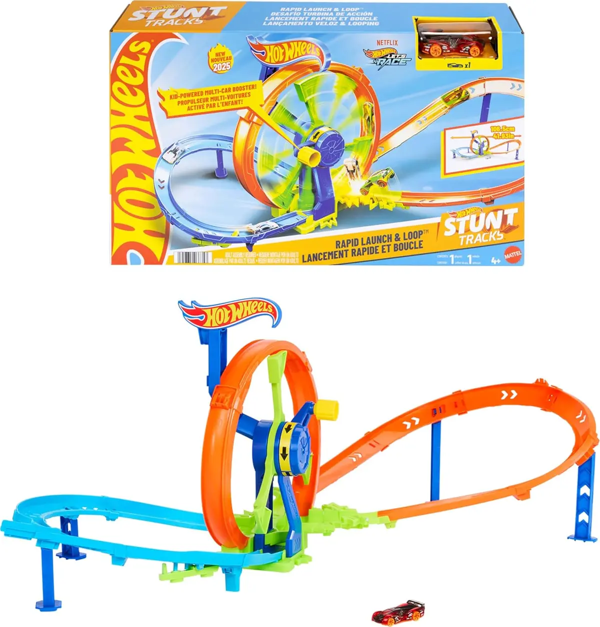 Hot Wheels Rapid Launch & Loop Playset With 1:64 Scale Die-Cast Toy Car, Crash & Track Set For Kids Ages 3 Years & Up 1