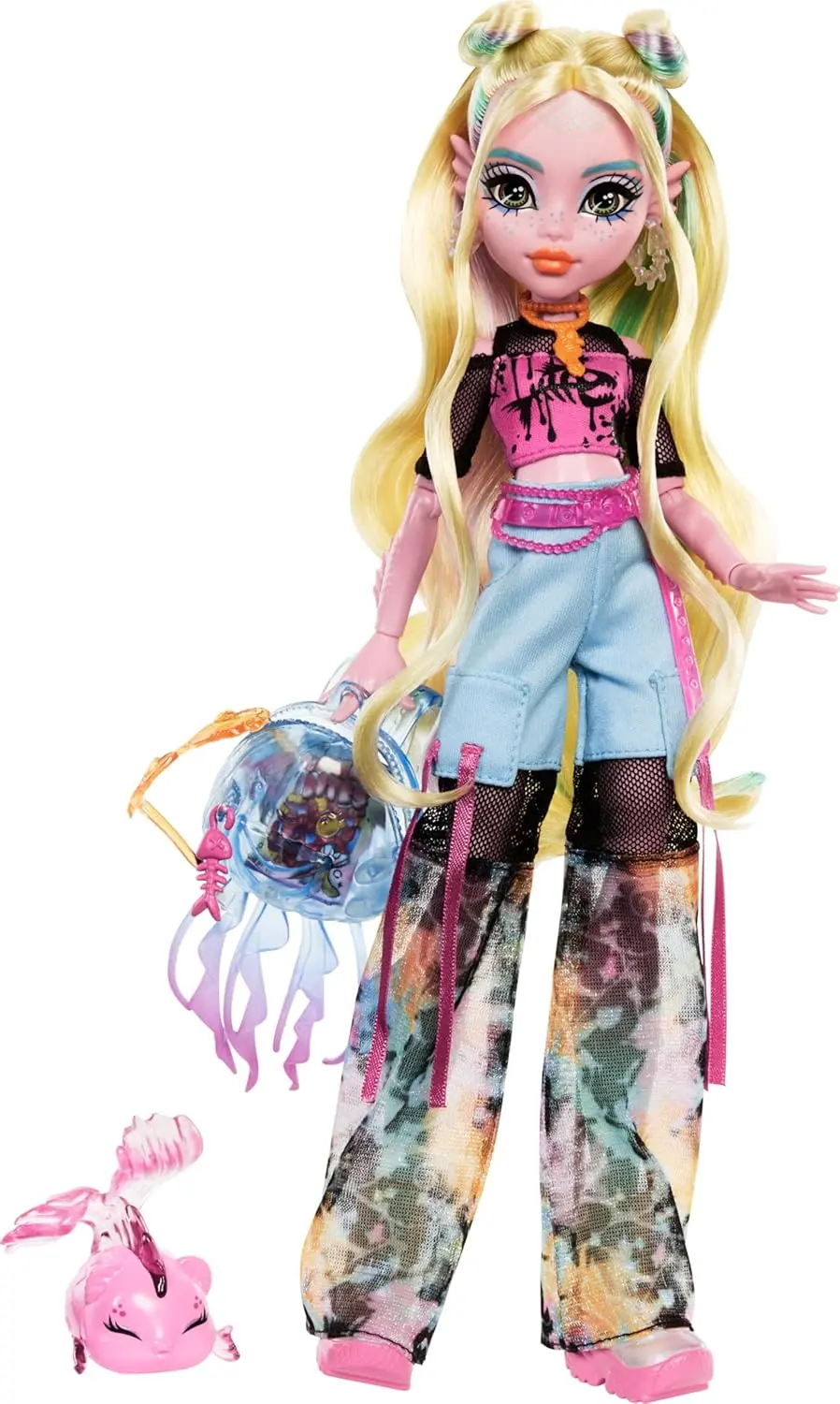 Monster High Lagoona Blue Doll In Mesh Tee And Cargo Pants, Includes Pet Fish Neptuna And Accessories Like A Backpack, Snack And Notebook 1