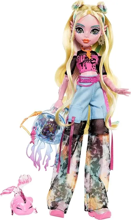 Monster High Lagoona Blue Doll In Mesh Tee And Cargo Pants, Includes Pet Fish Neptuna And Accessories Like A Backpack, Snack And Notebook 1