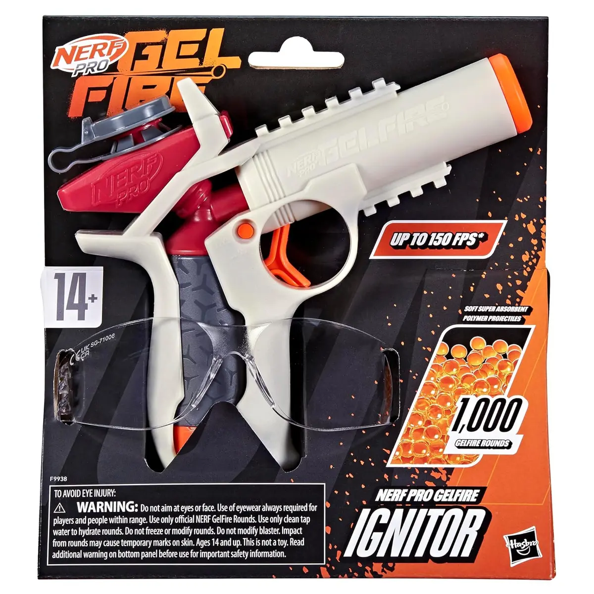 Nerf Pro Gelfire Ignitor Blaster, 1000 Gelfire Rounds, 60 Round Capacity, T-Pull Priming, Up To 150 Fps, Eyewear, Gifts For Teens Ages 14+ 2