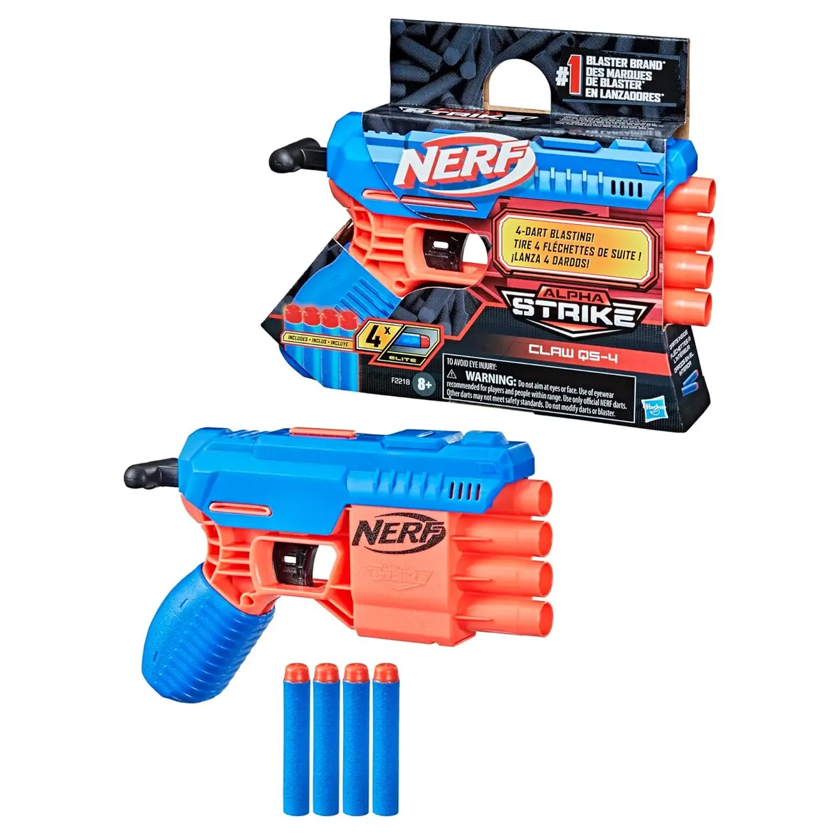 Nerf Alpha Strike Claw Qs-4 Blaster With 4 Official Nerf Elite Foam Darts For Kids Ages 8 Years And Up 1