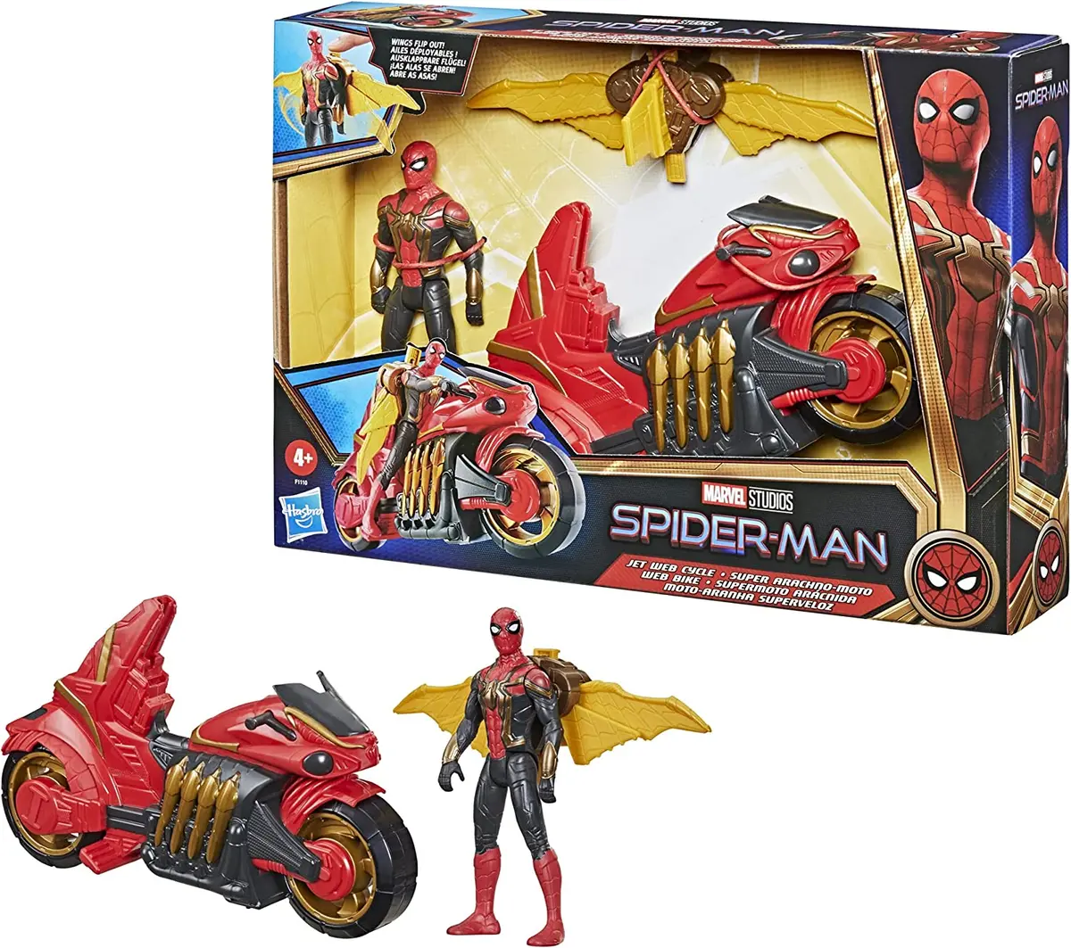 Marvel Spider-Man No Way Home 6-Inch Action Figure And Jet Web Cycle Vehicle Toy With Wings For Kids Ages 4 And Up 1