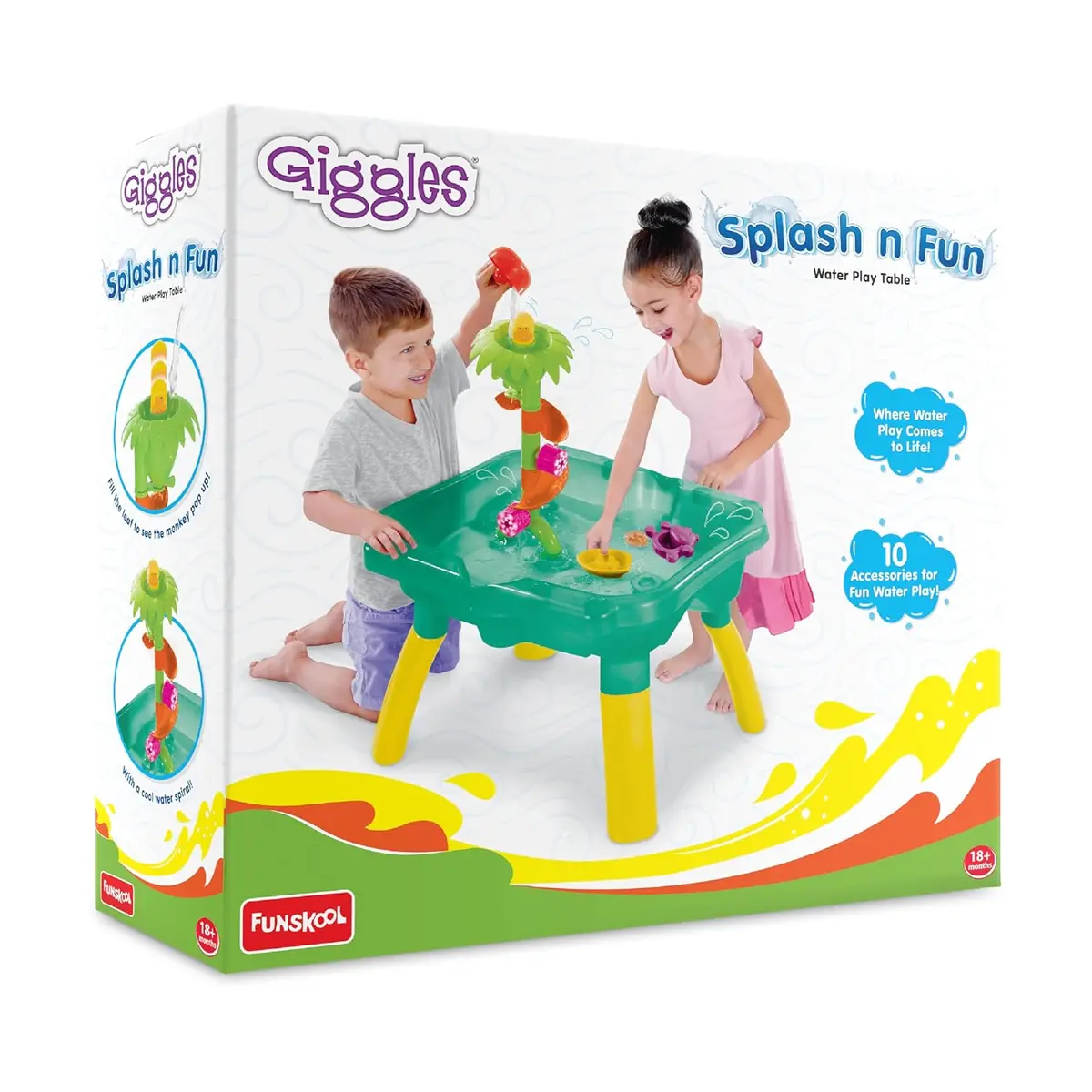 Funskool Giggles Splash N Fun Water Play Table, 10 Accessories For Water Fun Play, Ideal For Pre-Schoolers, Multi-Colour 1