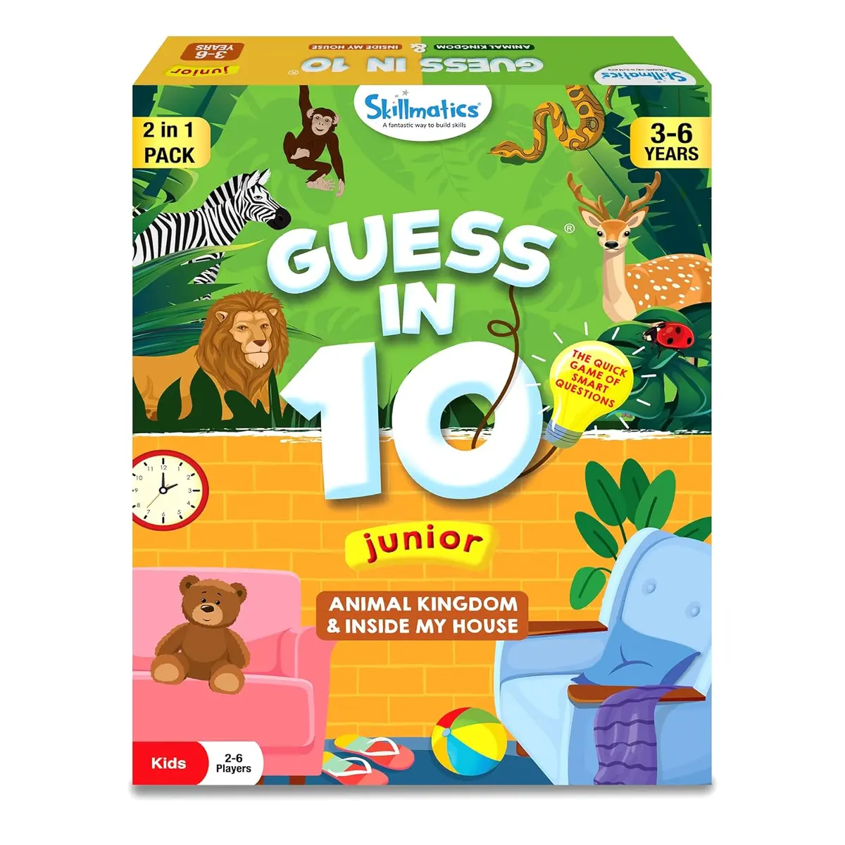 Skillmatics Guess In 10 Junior Animals & Inside My House Combo Card Game For Ages 3 To 6 Years 1