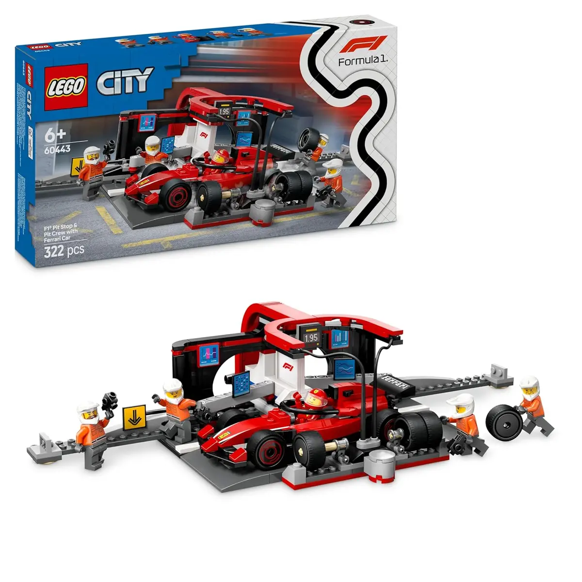 Lego City F1 Pit Stop & Pit Crew With Ferrari Car Racing Vehicle Building Kit For Ages 6+ 1