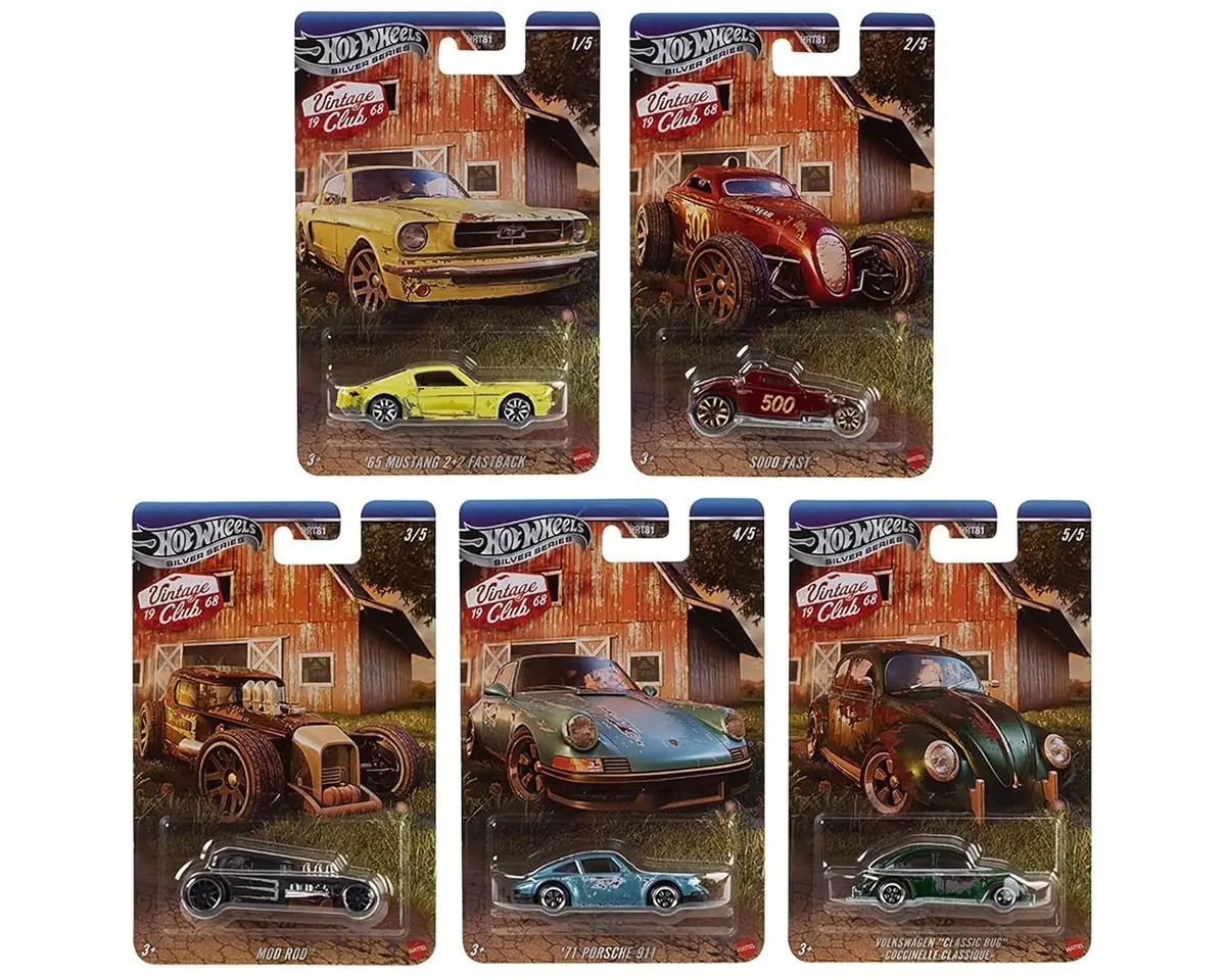 Hot Wheels 2026 Vintage Club Grand Prix Silver Celebration Series 1:64 Scale - Set Of 5 Cars 1
