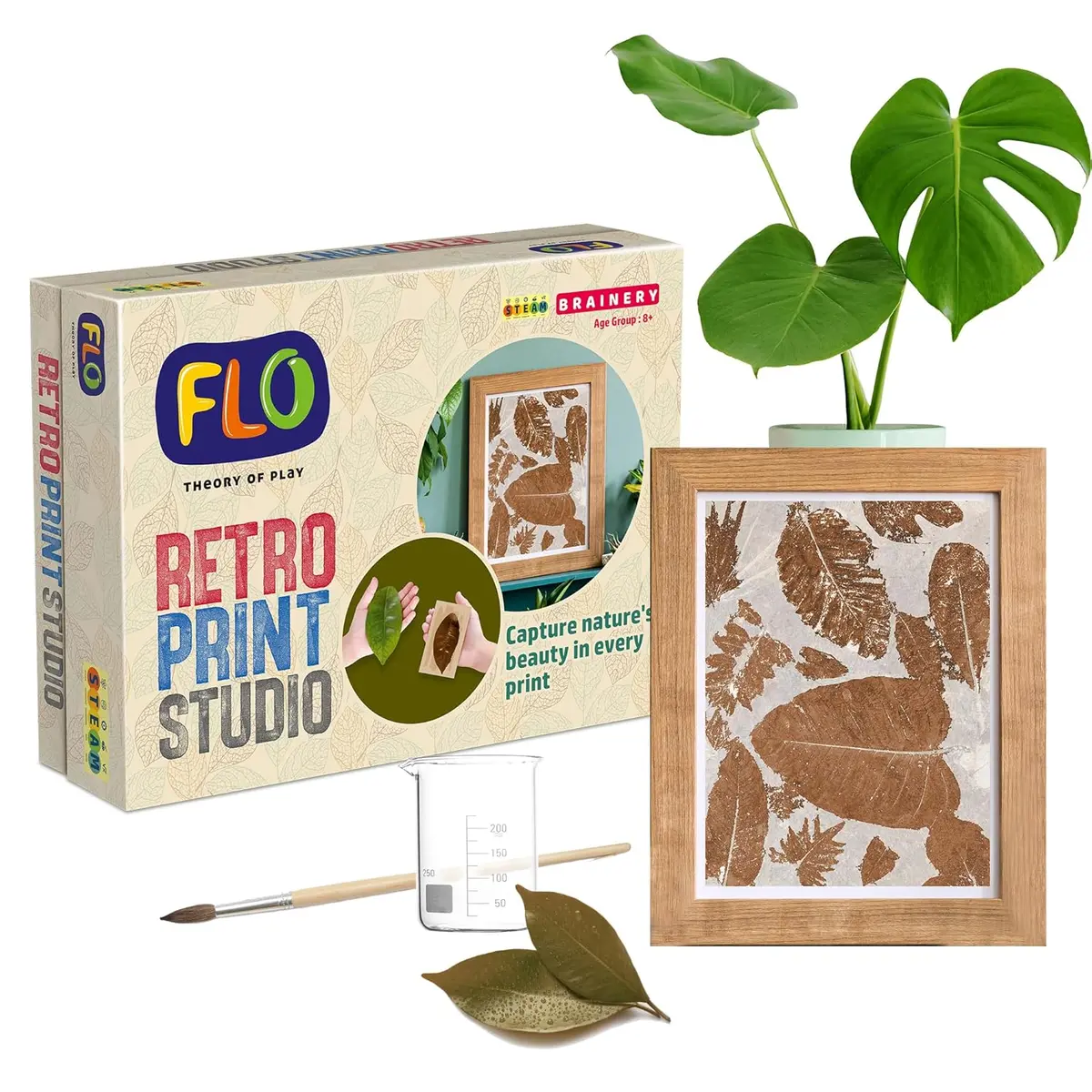 Flo Toys Retro Print Studio Create Beautiful Nature’S Prints Of Leaves And Floral Patterns For Kids Ages 8+ 1