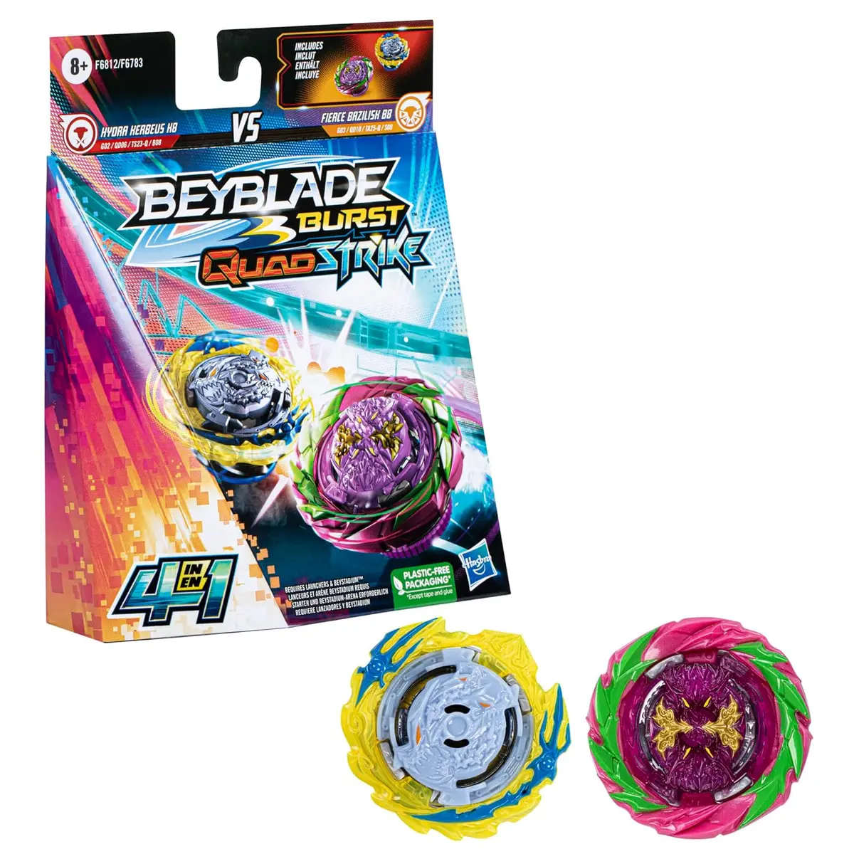 Beyblade Burst Quadstrike Fierce Bazilisk B8 And Hydra Kerbeus K8 Spinning Top Dual Pack, 2 Battling Game Top Toy For Kids Ages 8 And Up 1