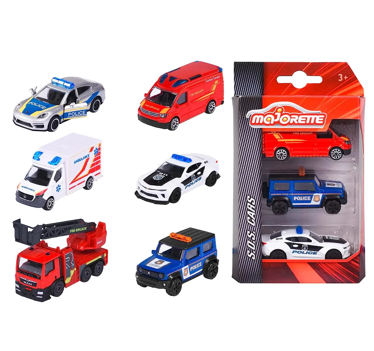 Majorette S.O.S 3 Car Pack - Design & Style May Vary, Only 1 Pack Included 1