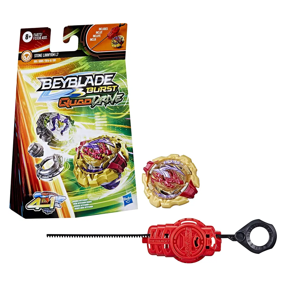 Beyblade Burst Quaddrive Stone Linwyrm L7 Spinning Top Starter Pack With Launcher For Kids Ages 8 And Up 1