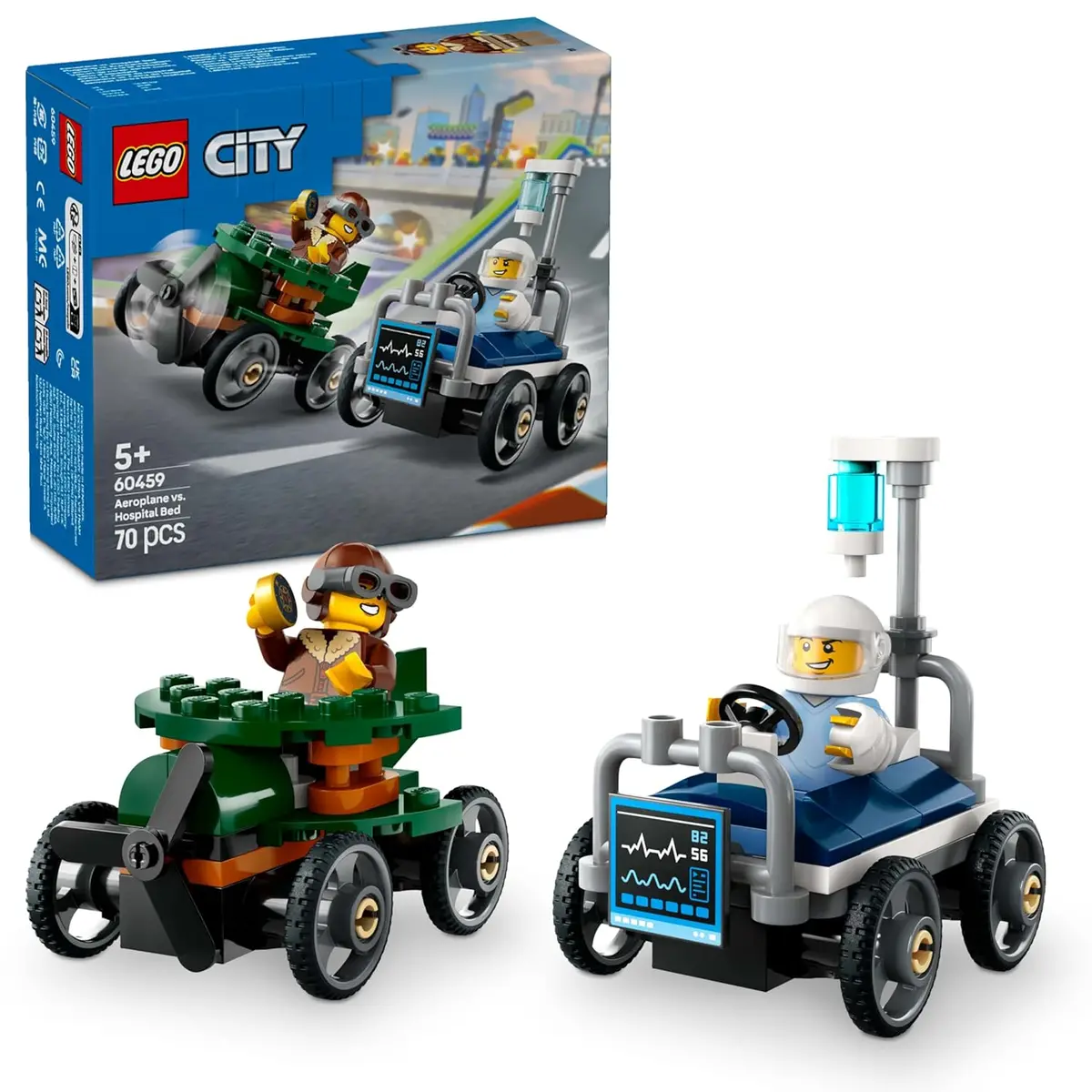 Lego City Airplane Vs. Hospital Bed Race Car Building Kit For Ages 5+ 1