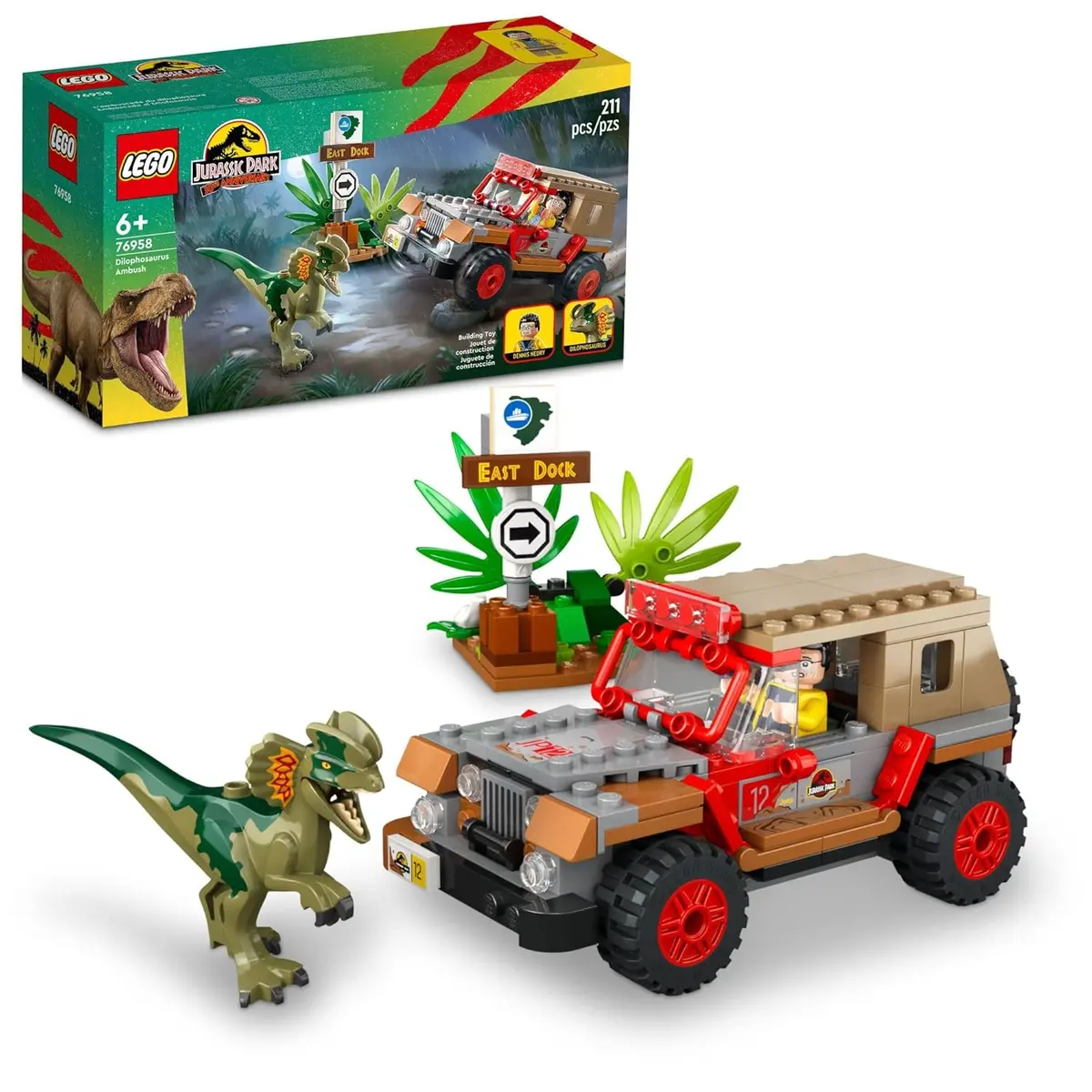 Lego Jurassic Park 30Th Aniversary Dilophosaurus Ambush Building Kit For Ages 6+ 1