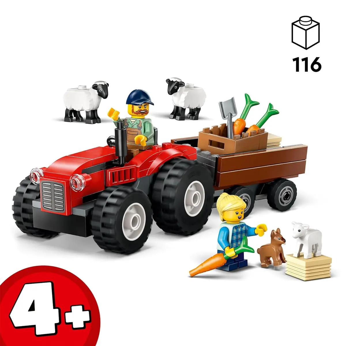 Lego City Red Farm Tractor With Trailer & Sheep Building Kit For Ages 4+ 2