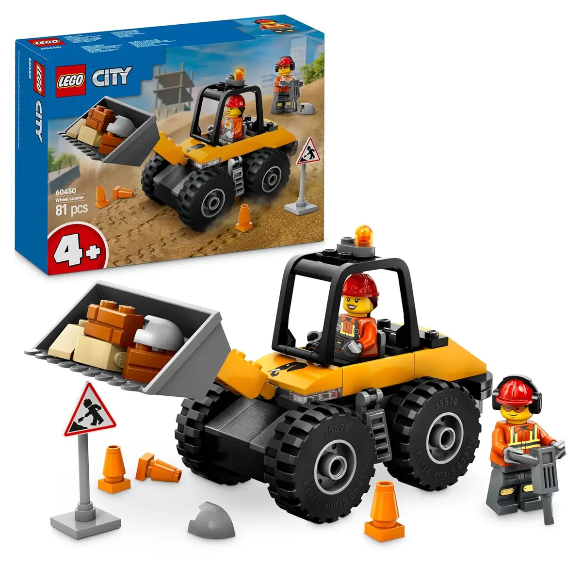 Lego City Yellow Construction Wheel Loader Vehicle Building Kit For Ages 4+ 1