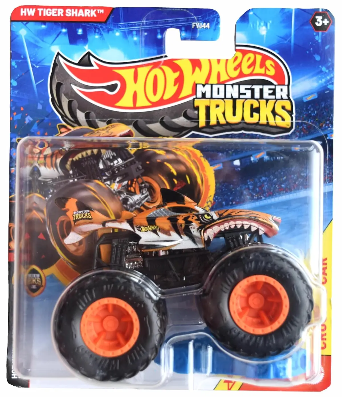 Hot Wheels 1:64 Scale Tiger Shark Monster Trucks 2025 Diecast Truck With Crushable Car For Ages 3+ (Jdp71) 1