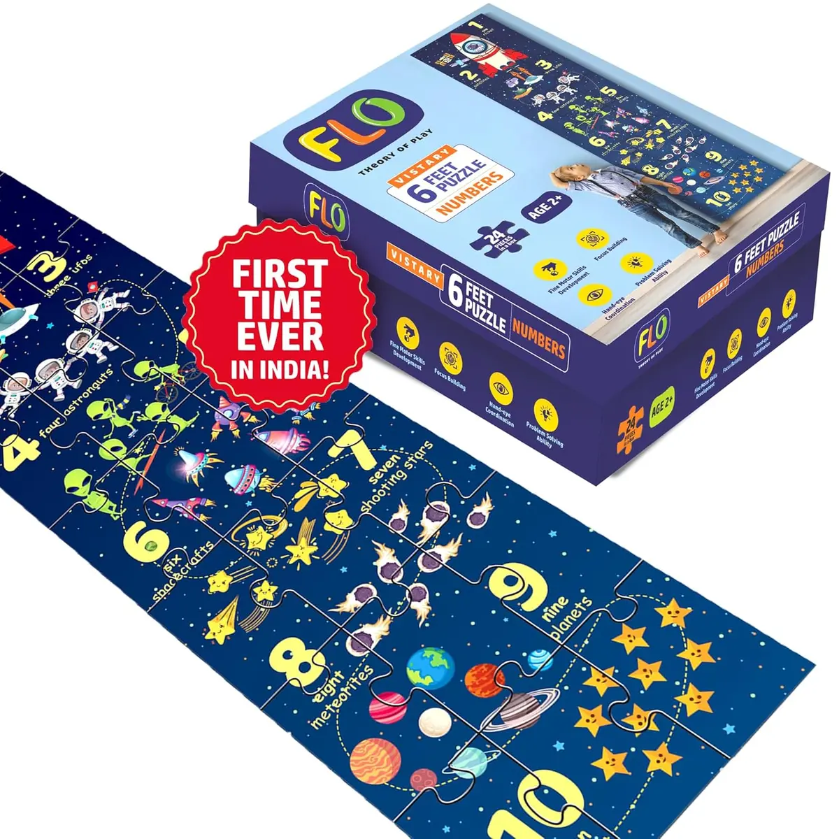 Flo Toys 6 Feet Puzzle Numbers Floor Puzzle For Kids,Ages, 2+ 1