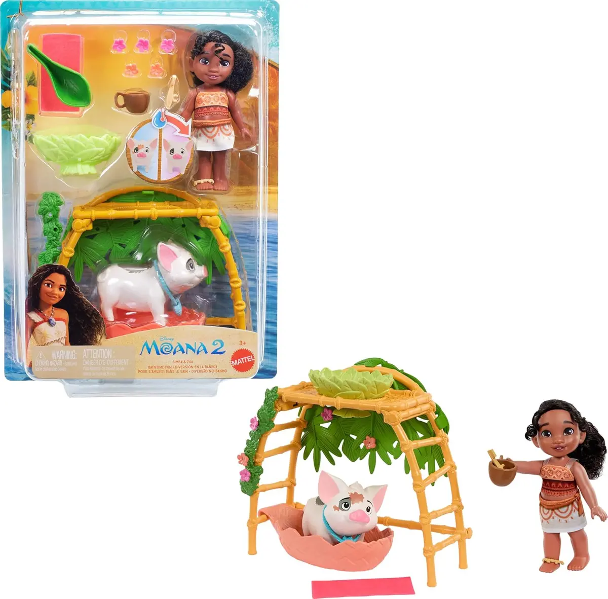 Disney Moana 2 Simea & Pua Bathtime Fun Playset, Fashion Doll & 10+ Accessories, Inspired By The Movie 1
