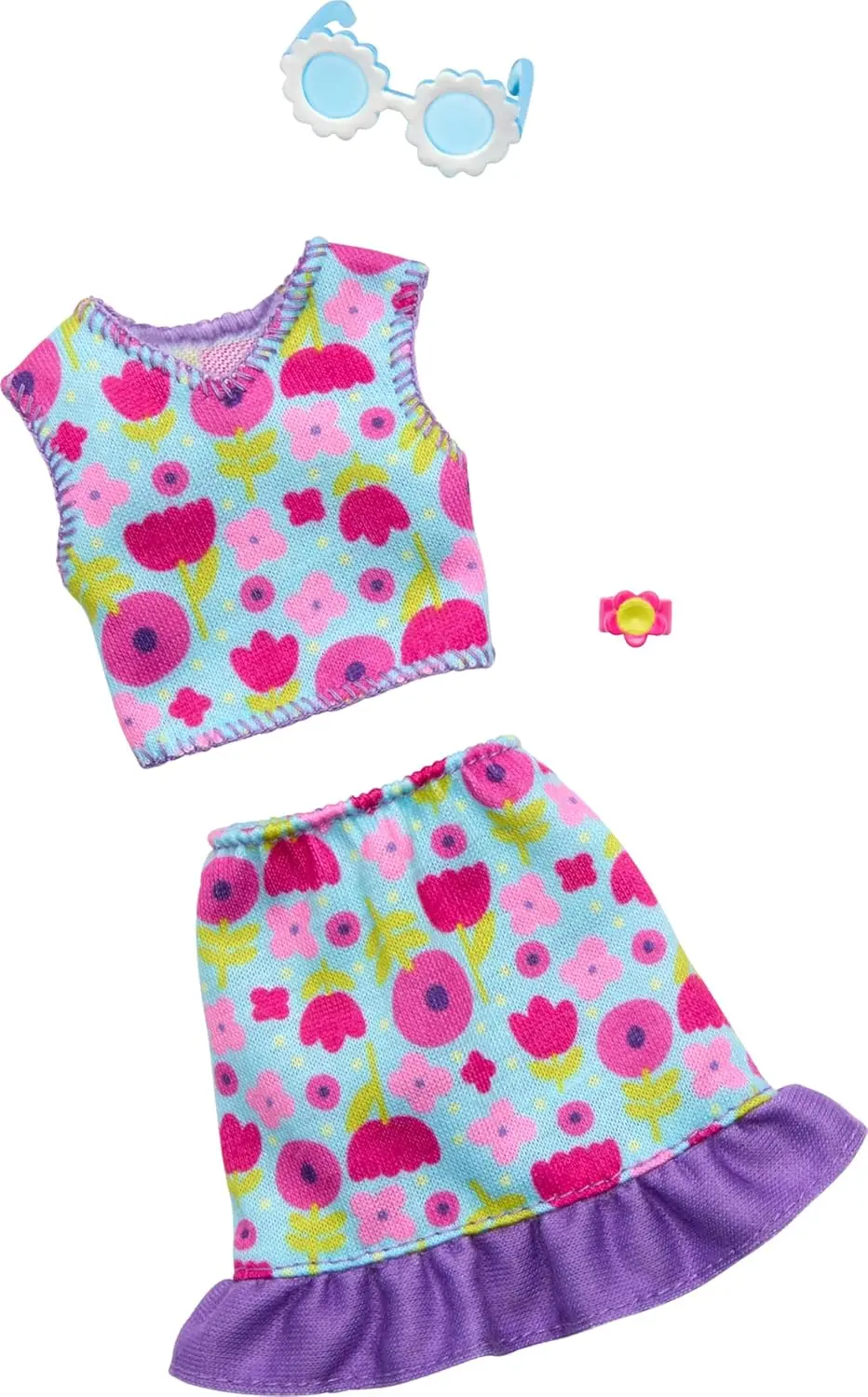 Barbie Doll Clothing, Fashion Pack With With Floral Top, Skirt & Accessories 1
