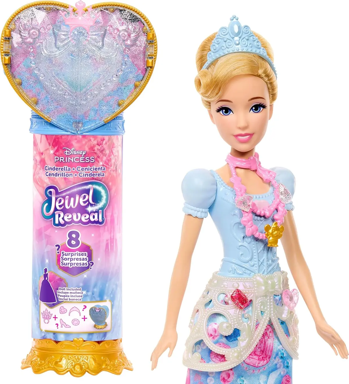 Disney Princess Jewel Reveal Cinderella Fashion Doll With 8 Surprises Including Gem Box & Accessories For Kids Ages 3 Years & Up 1