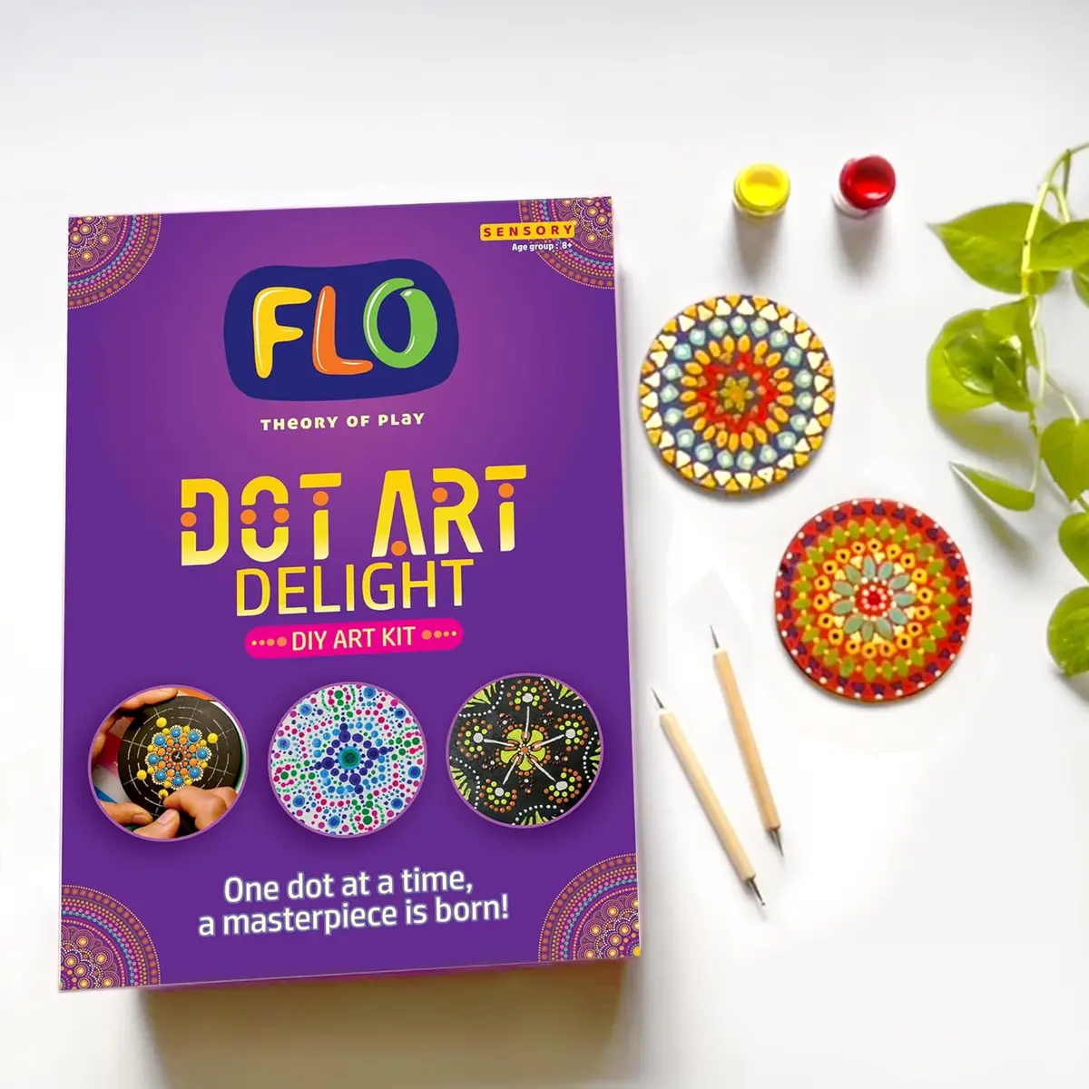 Flo Toys Dot Art Delight Craft Activity Box, Diy Hobby Craft Tools Kit For Kids Ages 8+ 1