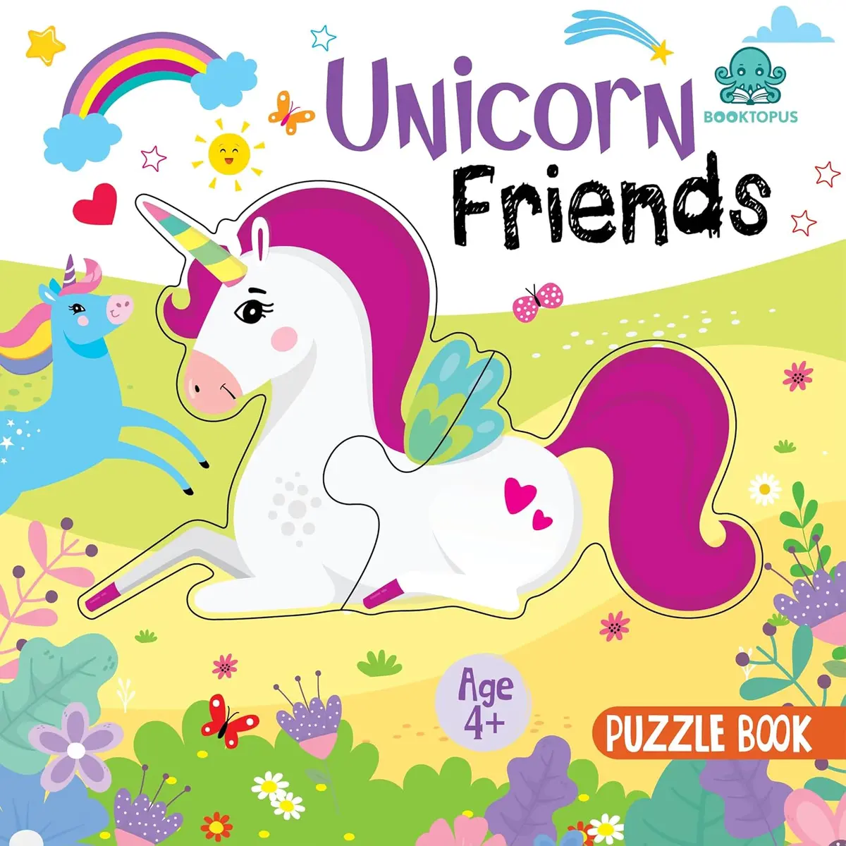 Booktopus Square Puzzle Board Book - Unicorn Friends Learning Puzzle With Easy Grip Pieces - Educational Toys For Kids 4+ 1