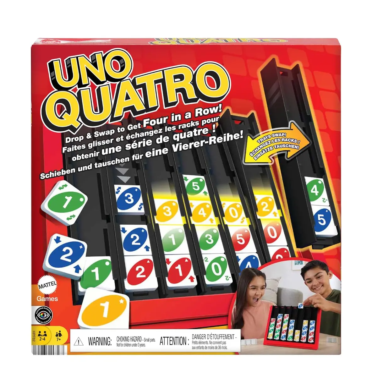Mattel Games Uno Quatro Game With Colored Tiles & Plastic Grid For Adult, Family & Parties, 2 To 4 Players Ages 7 Years Old & Up 1