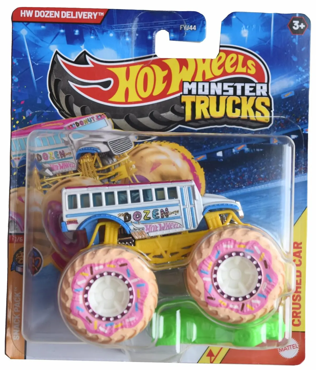 Hot Wheels 1:64 Scale Hw Dozen Delivery Monster Trucks 2025 Diecast Truck With Crushable Car For Ages 3+ (Jdp94) 1