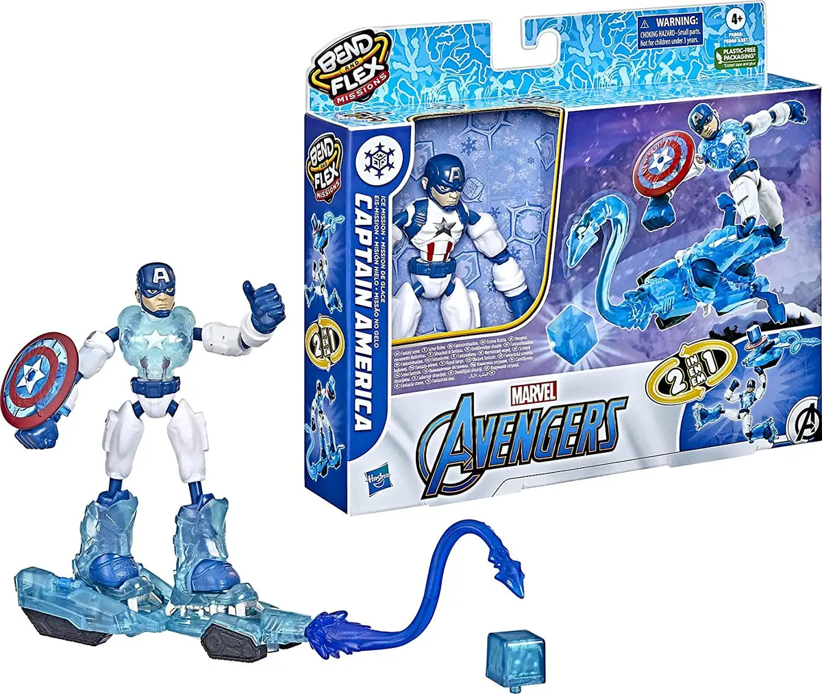 Marvel Avengers Bend And Flex Missions 6-Inch-Scale Captain America Ice Mission Figure With 2-In-1 Accessory For Ages 4 And Up 1
