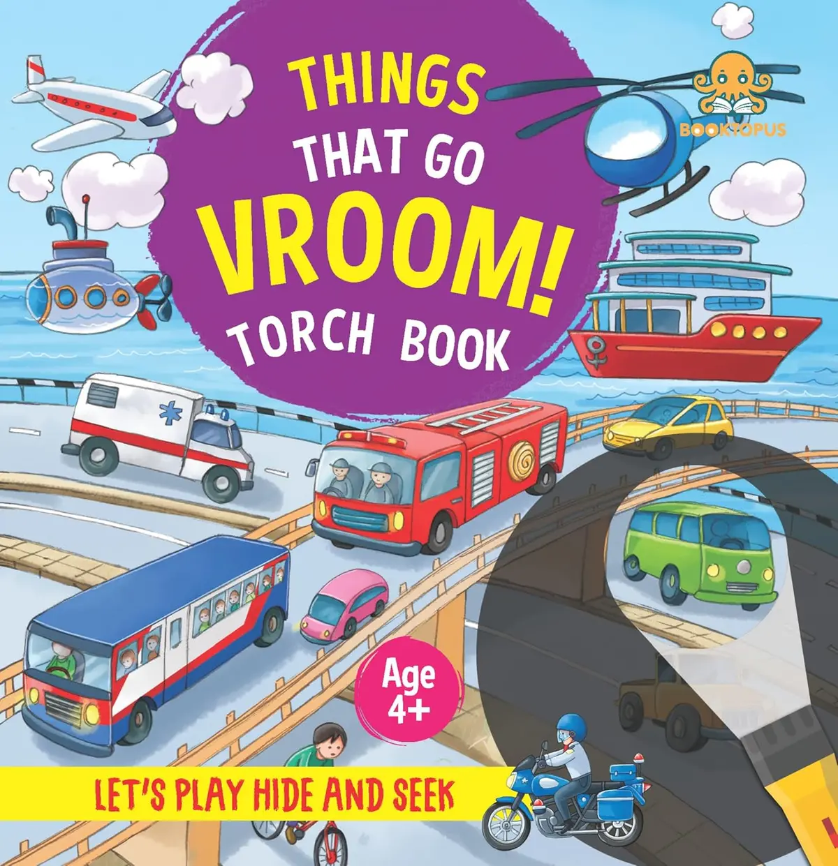 Booktopus Torch Discovery Book - Things That Go Vroom! Hidden Picture Book With Torch - Learning Activity Books For Kids 4+ 1