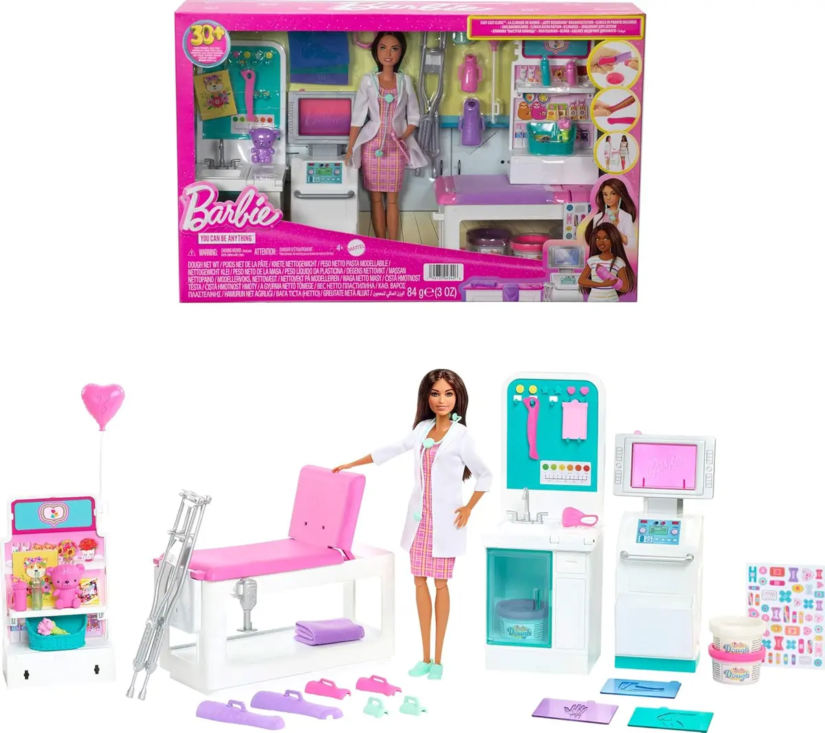 Barbie Careers Medical Fast Cast Clinic With Brunette Doctor Fashion Doll, Furniture & 30+ Accessories For Kids Ages 3+ 1
