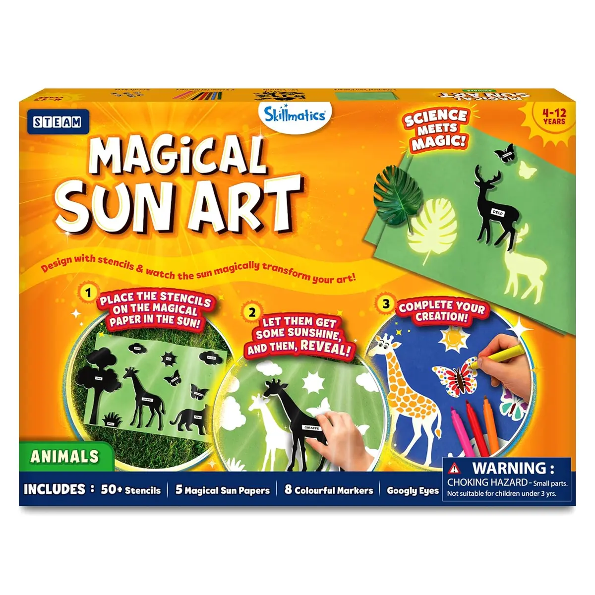 Skillmatics Magical Sun Art Animals Mess-Free Diy Stem Craft Paper Art Kit For Kids Ages 4+ 1