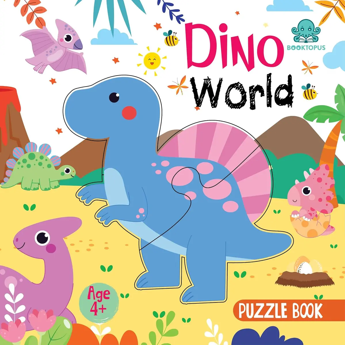 Booktopus Square Puzzle Board Book - Dino World Learning Puzzle With Easy Grip Pieces - Educational Toys For Kids 4+ 1