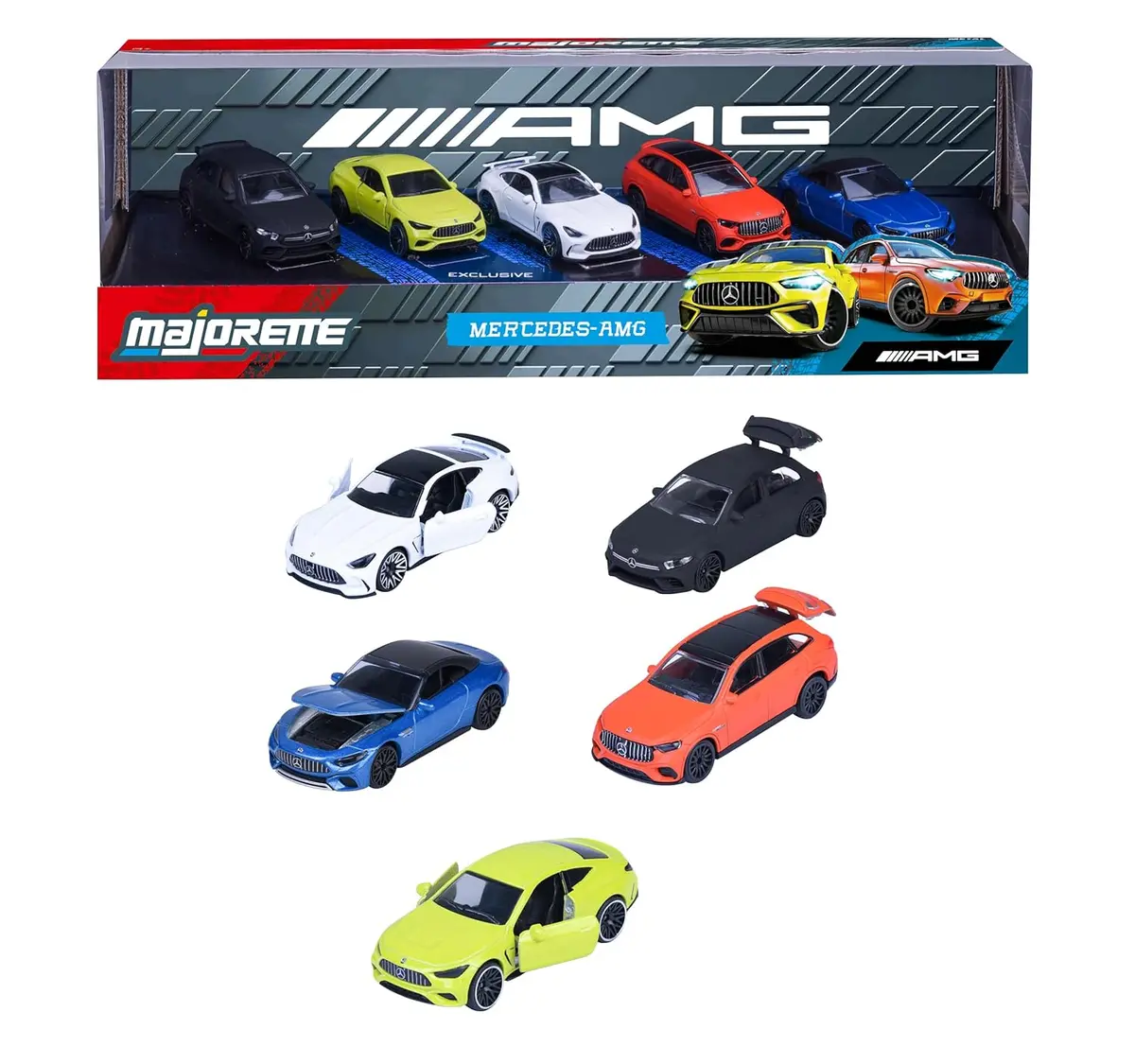 Majorette Mercedes Amg 5 Pack Set - Metal Toy Car With Freewheel, Suspension & Opening Parts For Kids & Collectors 1