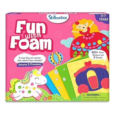 Skillmatics Art Activity - Fun With Foam Unicorns & Princesses, No Mess Diy Sticker Art For Kids, Craft Kits, Gifts For Ages 3, 4, 5, 6, 7, Travel Toy - Multicolor 1